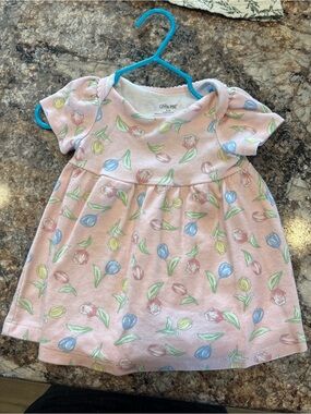 Little Me Pastel Pink Tulip Print Dress for Kids